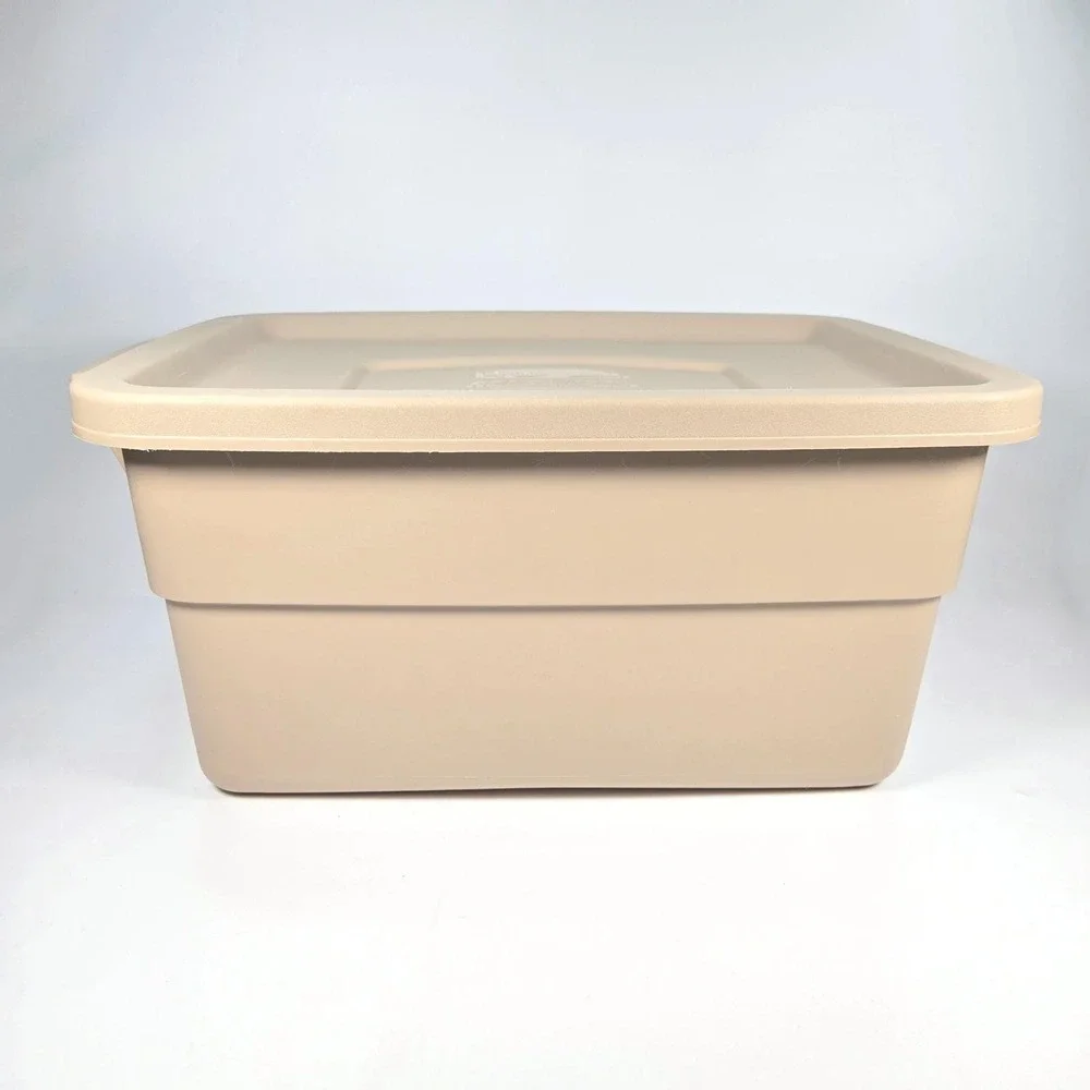 Rubbermaid Roughneck 3‎ Gallon Storage Tote Bin Tan Beige Vintage